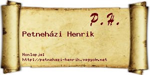 Petneházi Henrik névjegykártya
