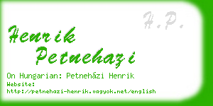 henrik petnehazi business card